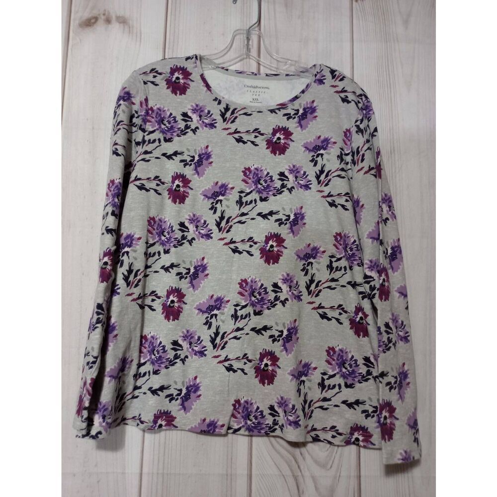Croft & Barrow Shirtβ LadiesβXXL Gray Purple Tee Long Sleeve